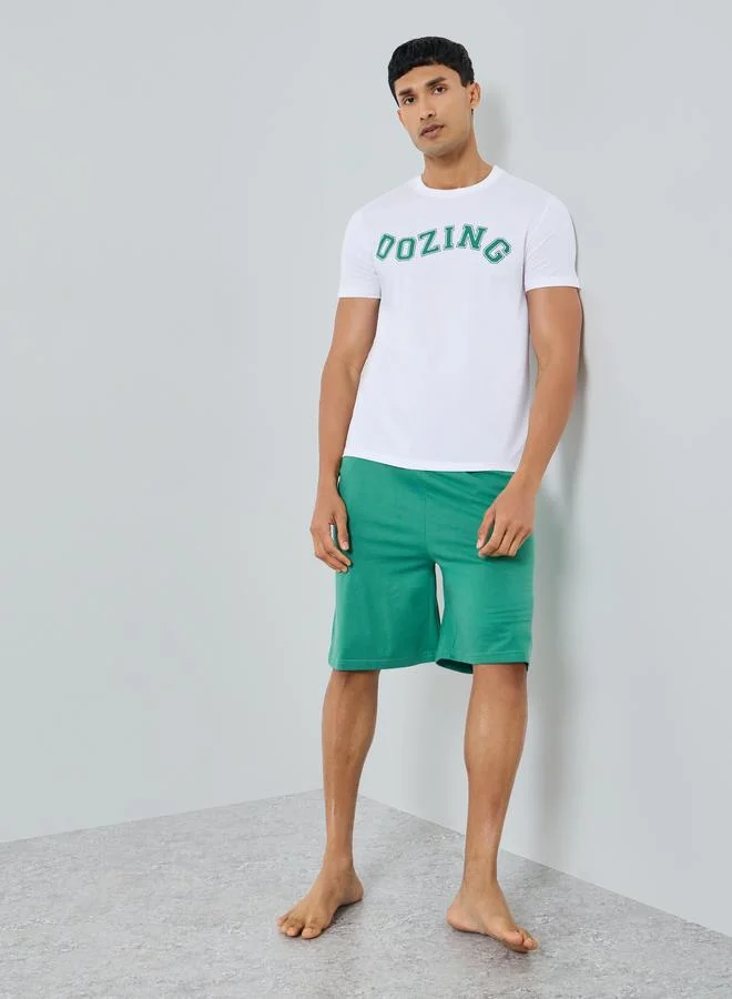 Styli  Men Cotton Printed T-Shirt and Shorts Set for Men | Best Price UAE